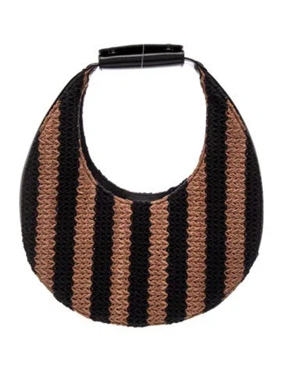 Pre-owned Staud Raffia Top Handle Bag In Brown