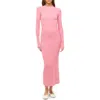 Staud Ramona Long Sleeve Wool Blend Sweater Dress In Damask Pink