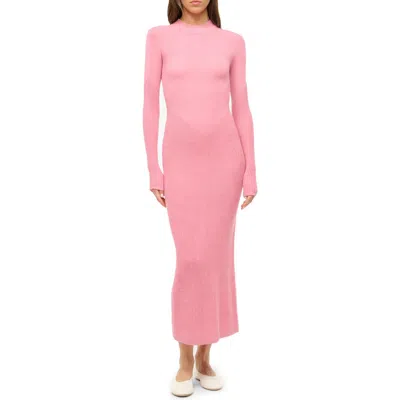 Staud Ramona Long Sleeve Wool Blend Sweater Dress In Damask Pink