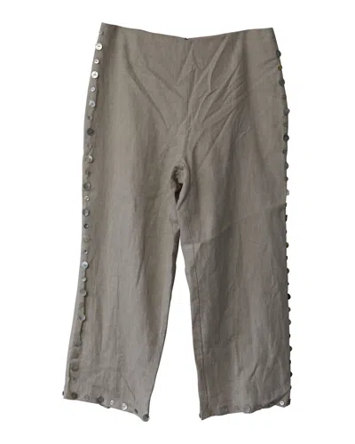 Staud Ravella Pants With Button Details In Beige Linen