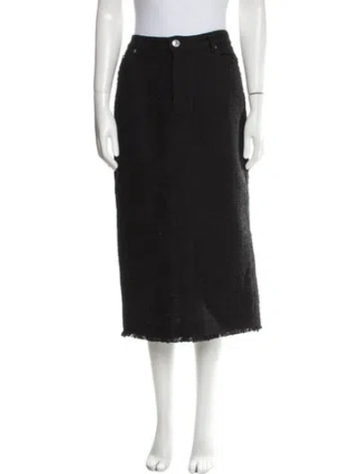 Pre-owned Staud Raw-edge Trim Midi Length Skirt In Black