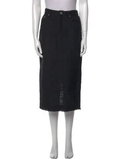 Pre-owned Staud Raw-edge Trim Midi Length Skirt In Black
