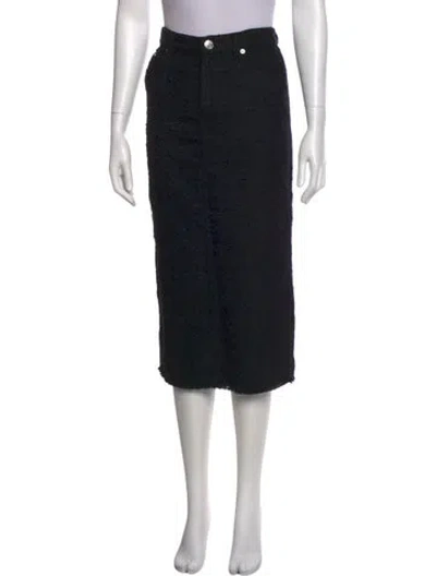 Pre-owned Staud Raw-edge Trim Midi Length Skirt In Black