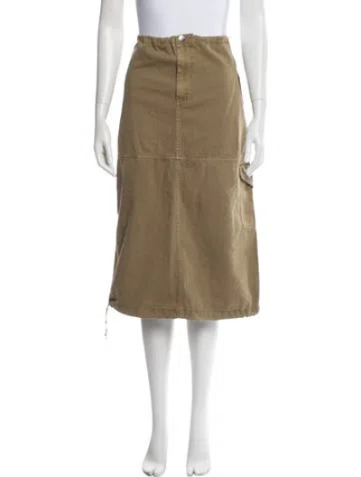 Pre-owned Staud Raw-edge Trim Midi Length Skirt In Brown