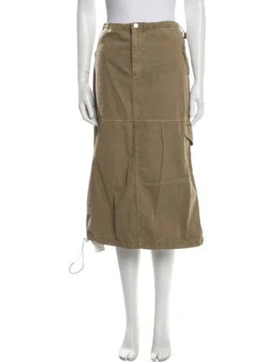 Pre-owned Staud Raw-edge Trim Midi Length Skirt In Neutral