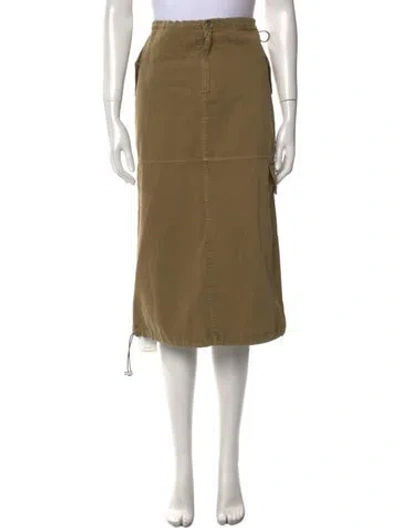 Pre-owned Staud Raw-edge Trim Midi Length Skirt In Neutral