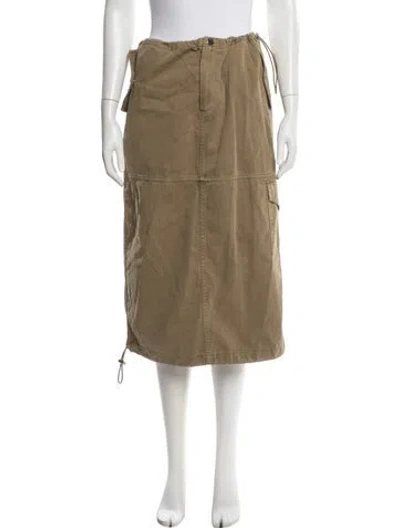 Pre-owned Staud Raw-edge Trim Midi Length Skirt In Neutral