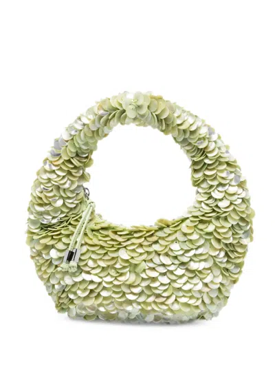Staud Reef Sequin-embellished Tote Bag In Green