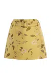 Staud Reese Belted Floral Jacquard Mini Skirt In Yellow