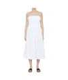 Staud Bella Womens Boning Poplin Midi Dress In White