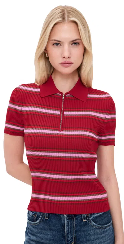 Staud Ren Top Dana Stripe In Red