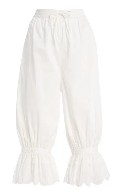 Staud Renzo Cropped Cotton Pants In White