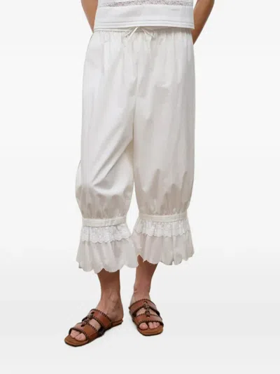 Staud Renzo Ruffled Trousers In White