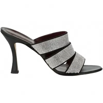 Staud Rhinestone Heels In Silver In Black