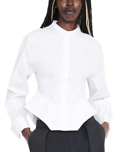 Staud Rhys Flared Hem Blouse In White