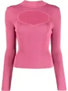 Staud Clara Cutout Ribbed-knit Jersey Top In Pink