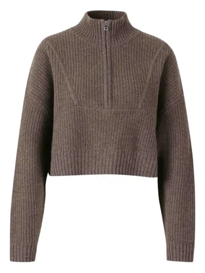 Staud Ribbed-knit Jumper In Brown