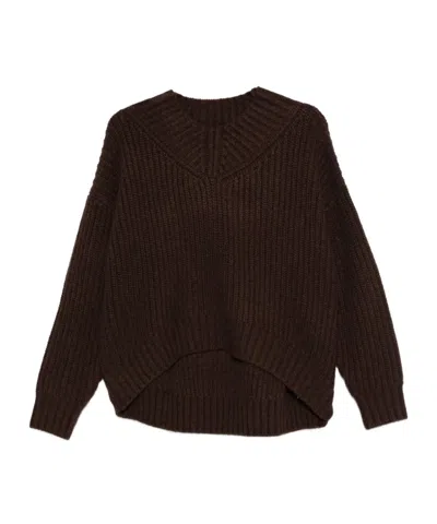 Staud Ribbed V-neck Sweater In Brown