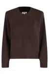Staud Ribbed Wool Blend Otto Sweater With High Collar In Brown