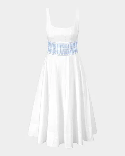 Staud Rig Embroidered Cotton Midi Dress