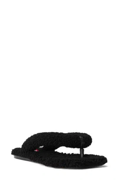 Staud Rio Genuine Shearling Flip Flop Sandal In Black