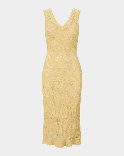 Staud Roan Pointelle-knit Maxi Dress In Yellow