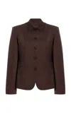 Staud Robert Cotton-blend Jacket In Brown
