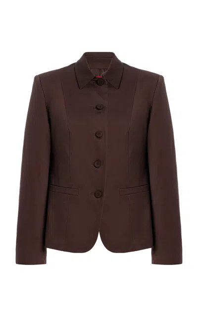 Staud Robert Cotton-blend Jacket In Brown