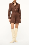 Staud Rocco Long Sleeve Minidress In Earth