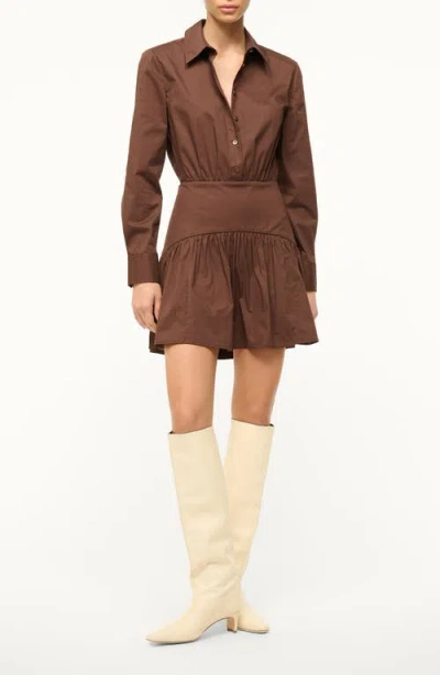 Staud Rocco Long Sleeve Minidress In Earth