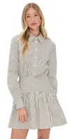 Staud Rocco Mini Dress In Ivory/dark Oak Micro Stripe