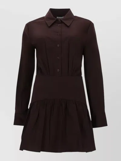 Staud Rocco Mini Dress Long Sleeves Skirt In Black