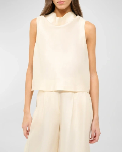 Staud Rochelle Cowl-neck Silk Shell Top In Ivory