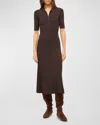 STAUD ROLAND SHORT-SLEEVE RIB-KNIT MIDI DRESS