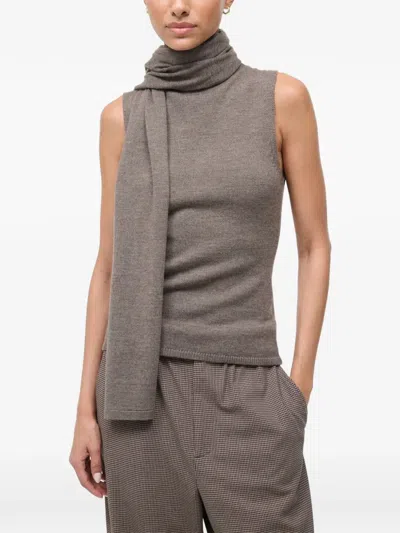 Staud Roll-neck Sleeveless Top In Brown