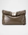 Staud Rolled Cuff-embellished Leather Clutch Bag In Brown