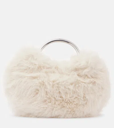 Staud Romeo Faux Fur Tote Bag In White