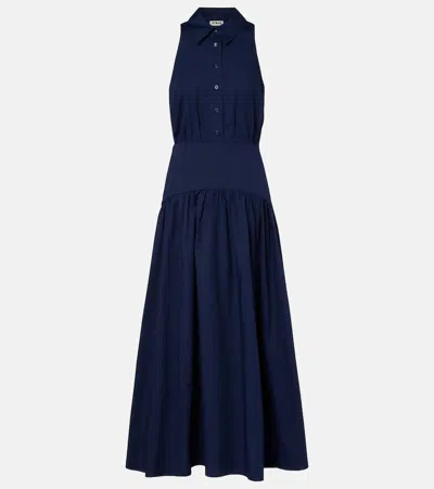 Staud Romy Cotton Midi Dress In Blue