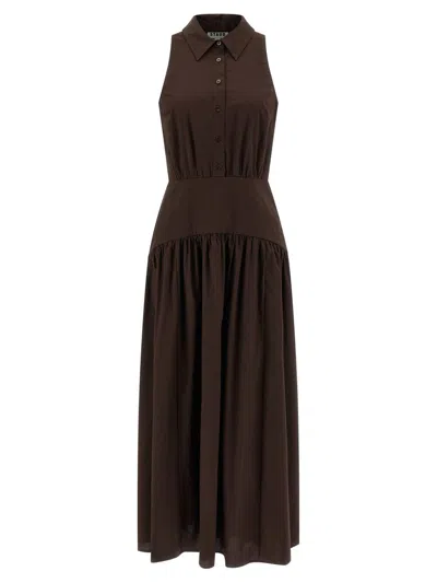 Staud Romy Wrinkled Maxi Dress In Brown