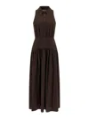 Staud Romy Wrinkled Maxi Dress In Brown