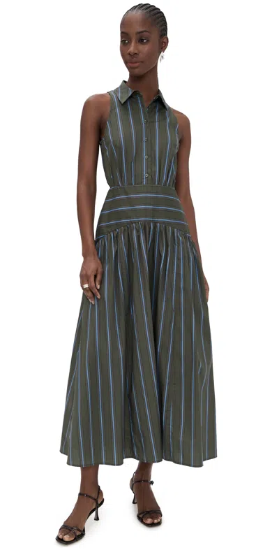 Staud Romy Dress Huntington Stripe In Gray