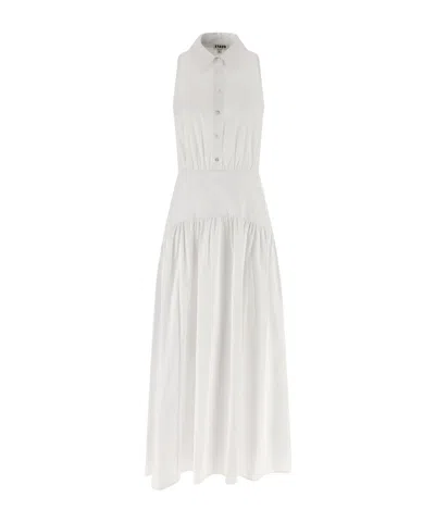 Staud Romy Wrinkled Maxi Dress In White