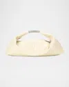 Staud Ronnie Mini Crinkled Leather Top-handle Bag In Cream