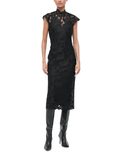 Staud Rosaline Lace Midi Dress In Black