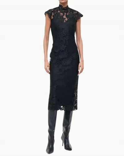 Staud Rosaline Guipure Lace Cocktail Dress In Black