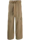 Staud Brayden Belted Cotton-twill Wide-leg Pants In Green