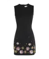 Staud Dahlia Beaded-flower Sleeveless Mini Dress In Black