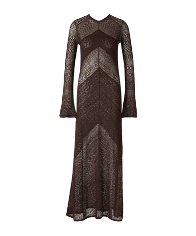 Staud Round Neck Long Sleeve Dress In Brown