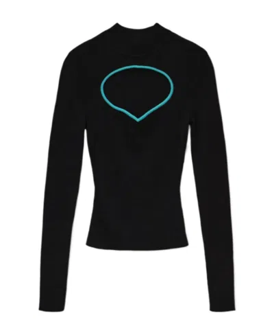 Staud Round-necked Design Sweater In Black
