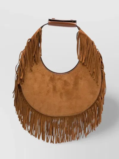 Staud Round Shape Suede Fringe Tote Bag